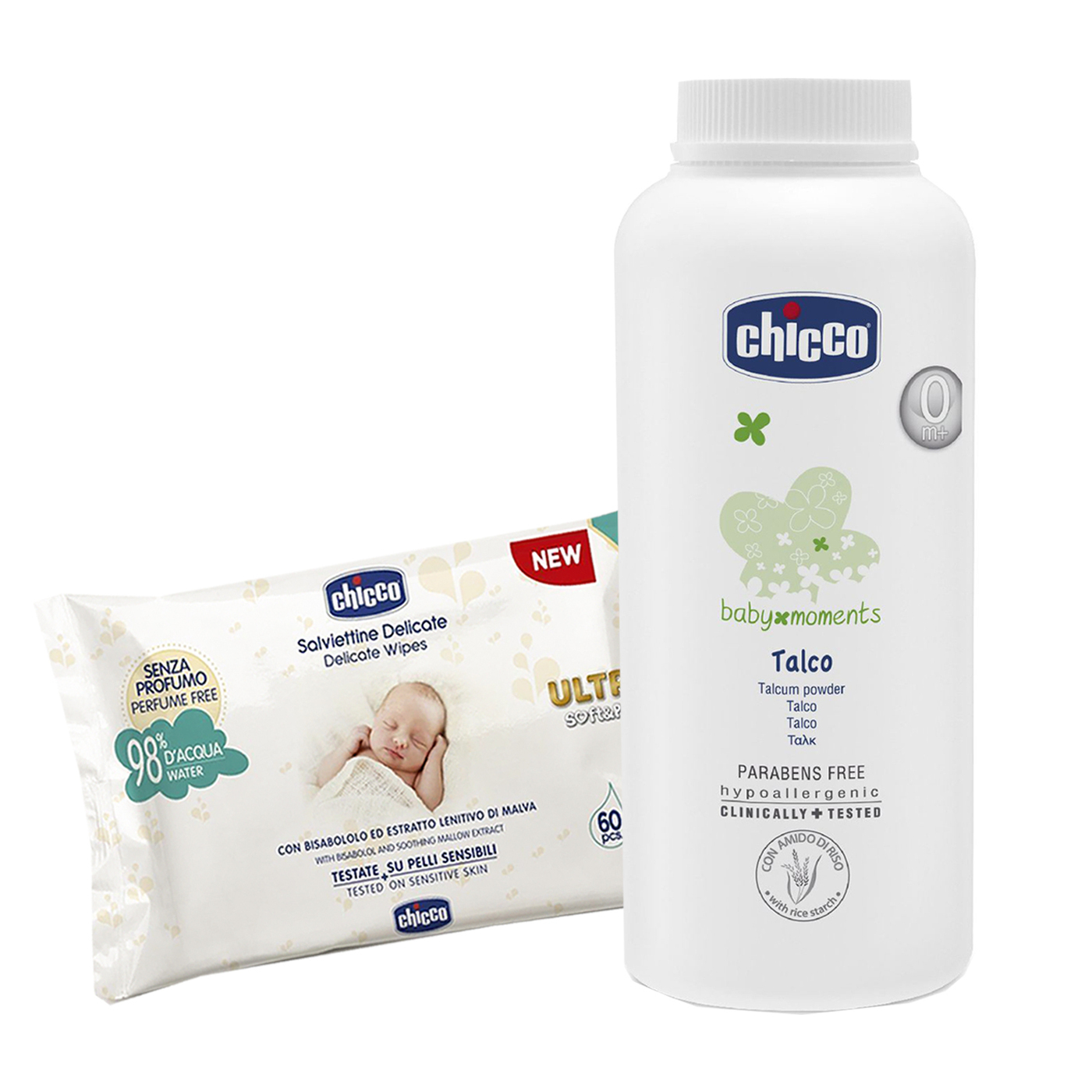 Набор Защитная присыпка-тальк Chicco Baby Moments 150 гр, 150 гр ...