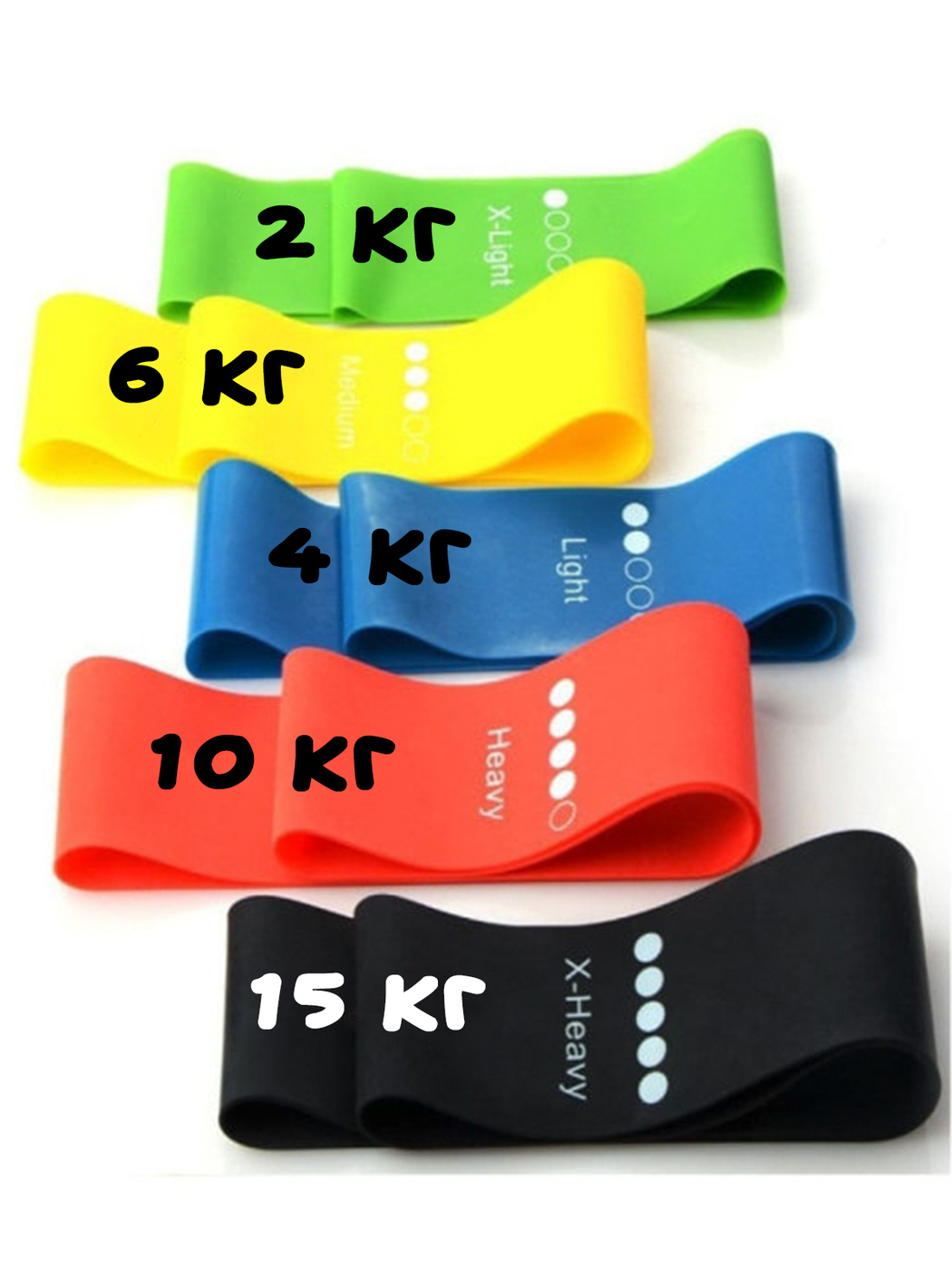 Фитнес-резинка Натуральный латекс, разноцветный, 15 кг, 5 шт купить по ...