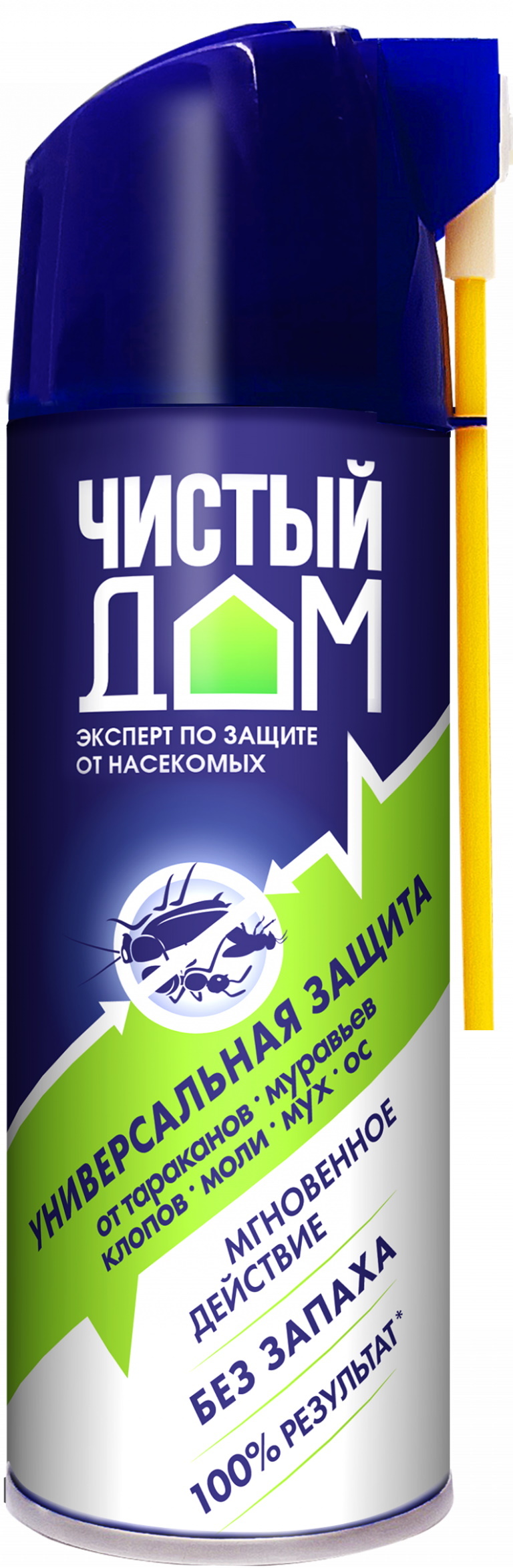 Чистый Дом (Усиленный) универсальный аэрозоль от клопов, тараканов,  муравьев, мух и ос, 150 мл