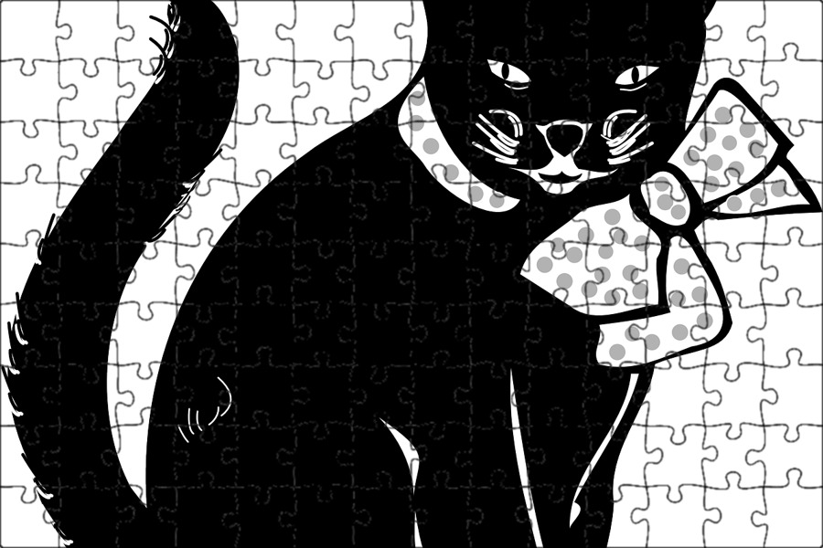 Черно белый котик рисунок