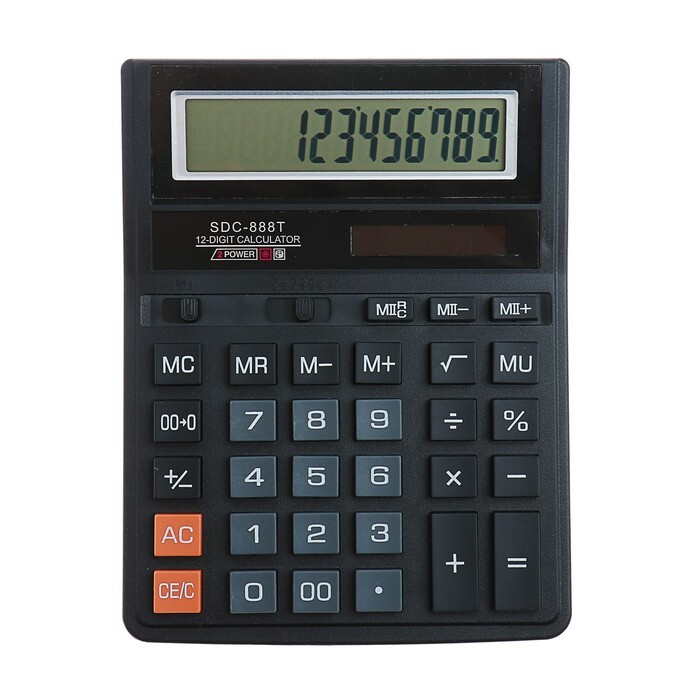 Калькулятор настольный, 12 - разрядный, SDC - 888T, питание от .
