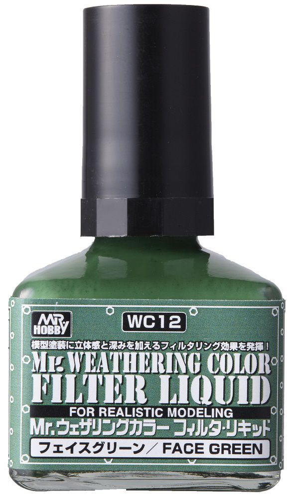 MR.HOBBY Mr.Weathering Color Face Green, Зеленый, Смывка для везеринга без кисточки, 40 мл