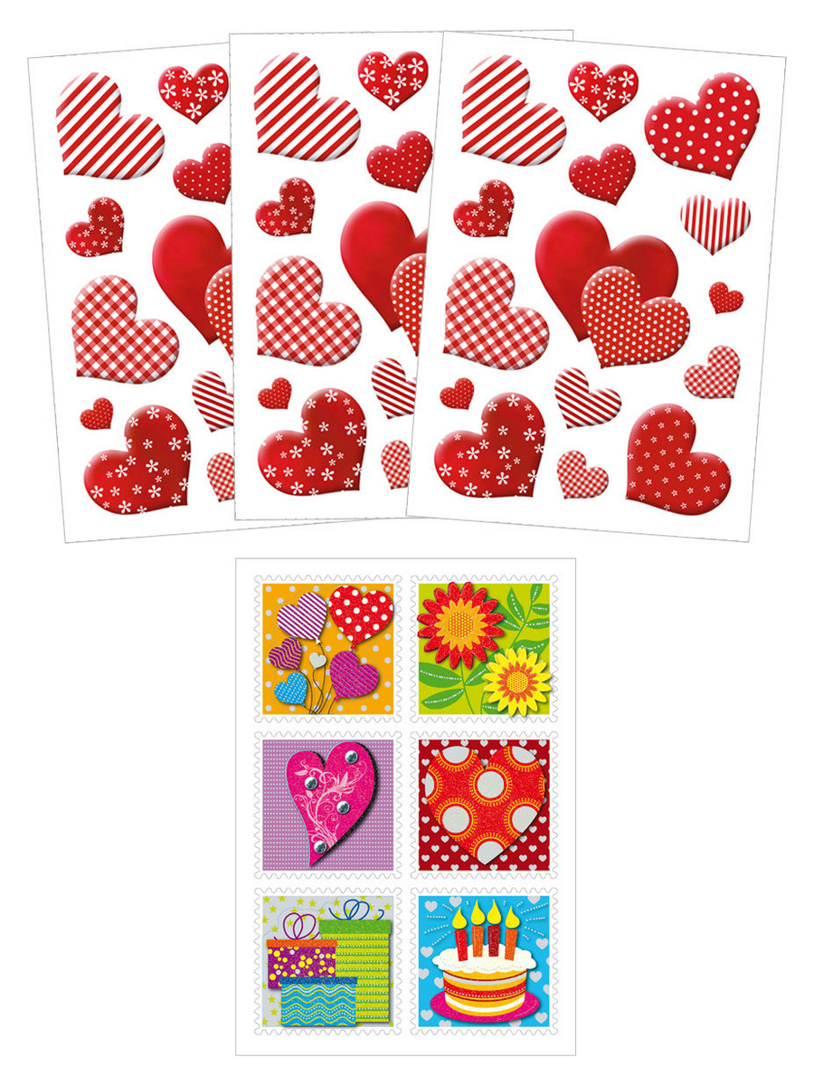 Набор наклеек для творчества HERMA 4 листа по 120х84мм, Сердечко дуэт-3 ...