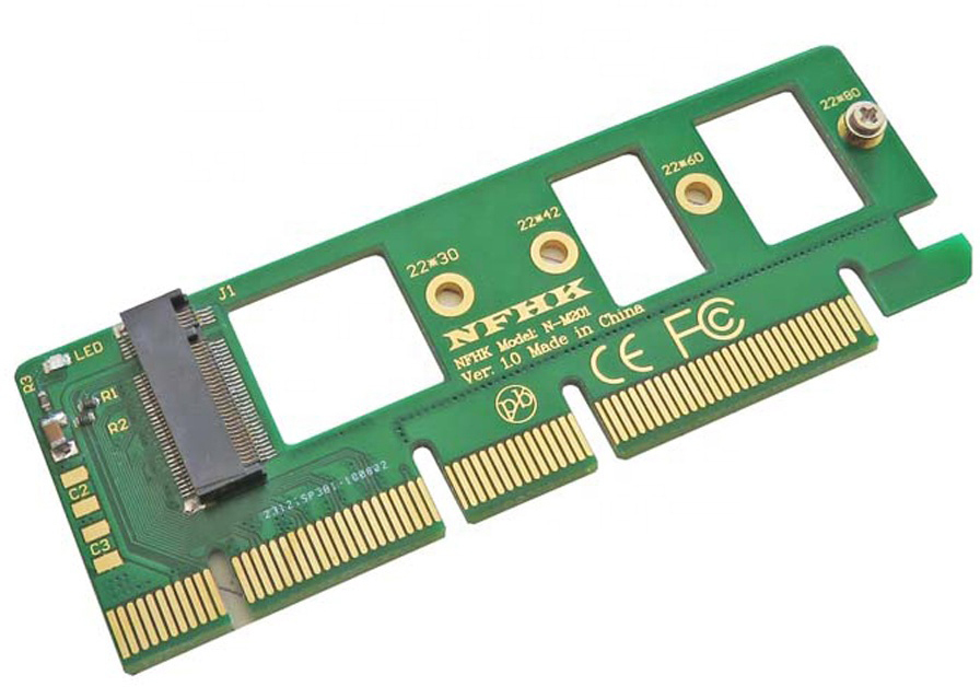 Адаптер-переходникGSMINKP11PCI-EX4X8X16наNGFFM.2NVMEAHCISSDдляXP941,SM951,PM951,A110(Черный)