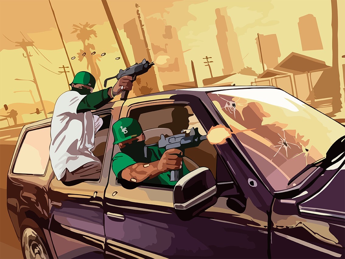 Картина по номерам на холсте игра GTA San Andreas - 8589 Г 30x40 - купить с  доставкой по выгодным ценам в интернет-магазине OZON (482134343)