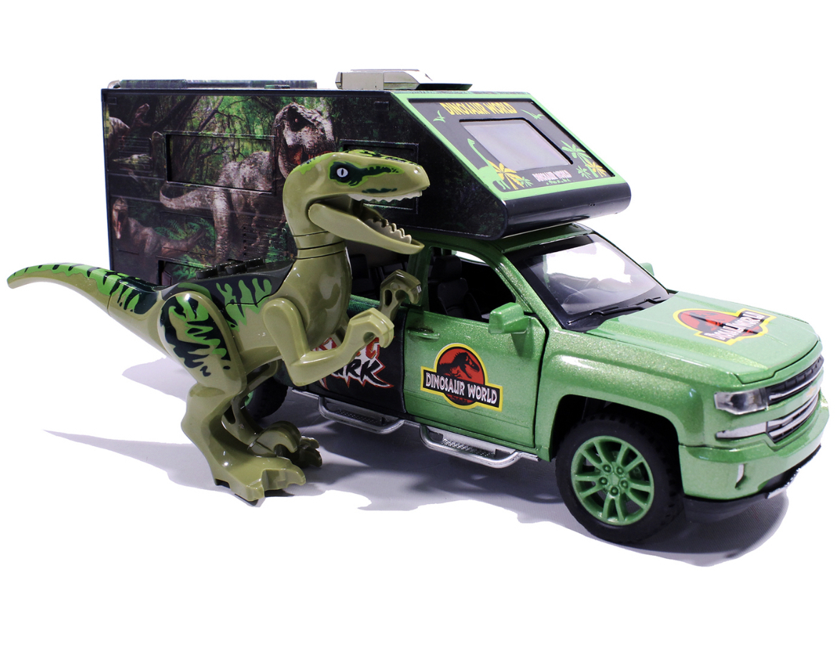 Dinosaur World металлическая машинка модель Chevrolet Silverado Шевроле  Сильверадо Дом на колесах 1:32 20 см Парк Юрского Периода с конструктором  динозавра Зеленый - купить с доставкой по выгодным ценам в  интернет-магазине OZON (496152324)