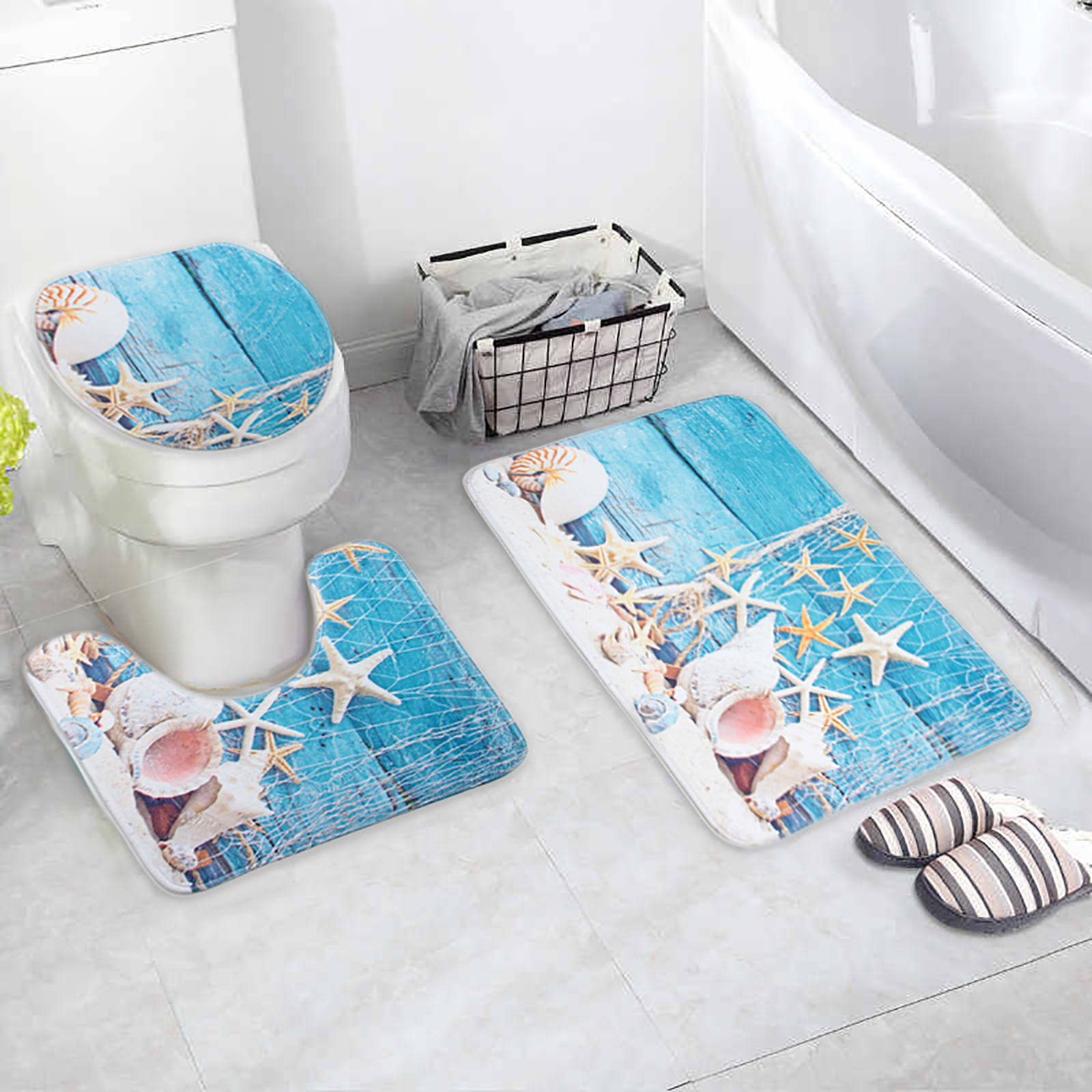 3-Piece Bathroom Rug Set undefined Non-Slip Bath Mat Set with Bath