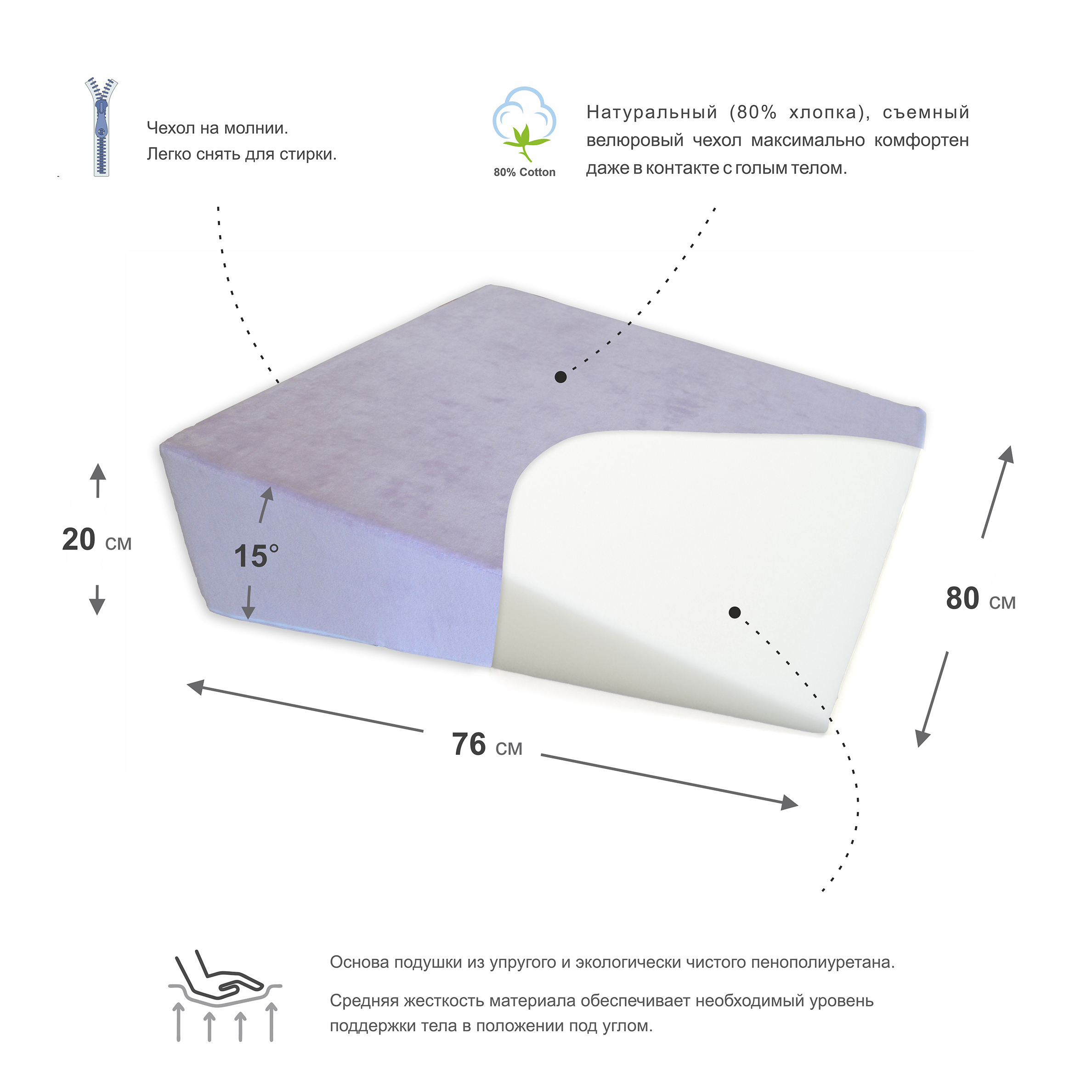 треугольная подушка для кровати рефлюкс