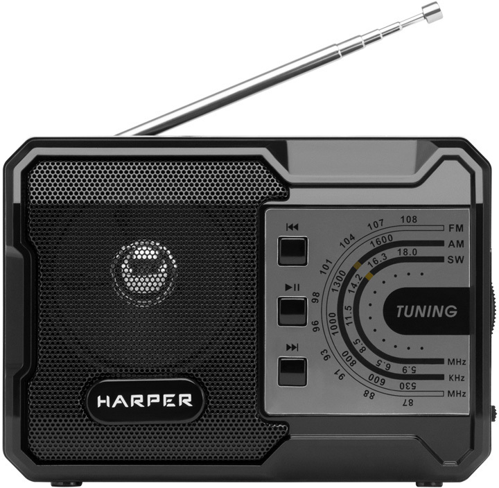 Радиоприемник AM, FM и SW с MP3 плеером и функцией Bluetooth, Harper HRS-440, черный