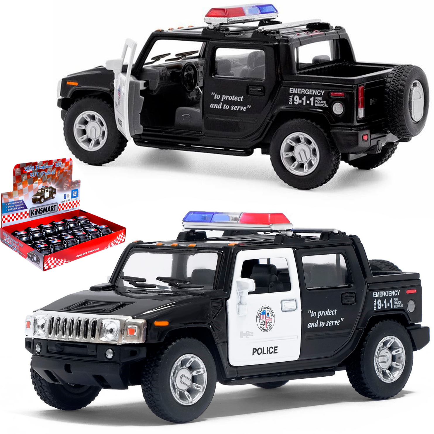 Машинка игрушка для мальчика металлическая, инерционная 1:40 2005 Hummer H2  SUT (Полиция) в дисплейбоксе, черный, в подарок для ребенка, малыша на день  рождения, новый год или 23 февраля - купить с доставкой