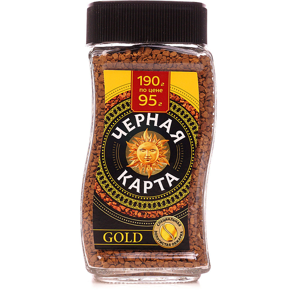 Кофе растворимый черная карта gold 95г