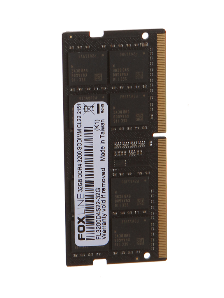 FoxlineОперативнаяпамятьDDR4SO-DIMM3200MHzPC-25600CL22-32GbFL3200D4S22-32G1x32ГБ(FL3200D4S22-32G)