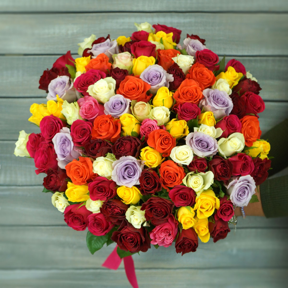 101 Разноцветная роза 40 см