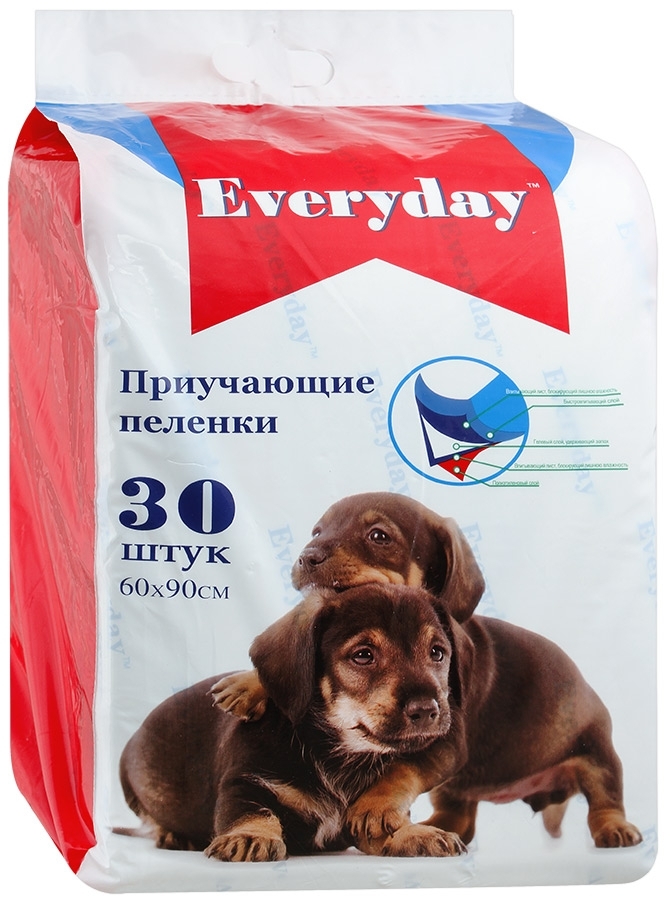 EVERYDAY 30 шт 60х90 см пеленки для животных впитывающие гелевые