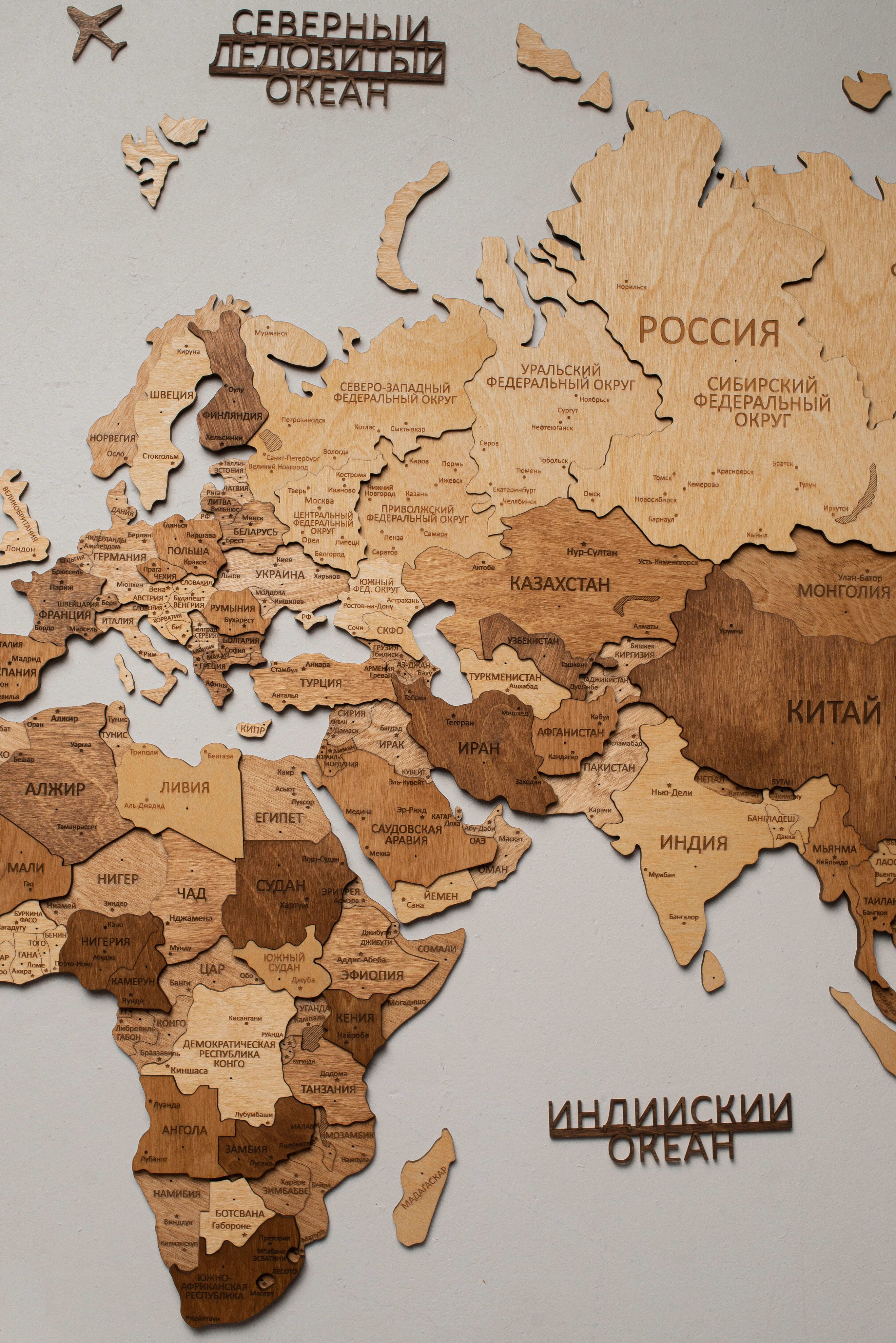 Деревянная Карта Мира На Стену фото 2