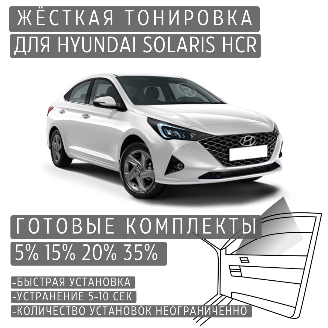 PREMIUM PLUS жёсткая тонировка Hyundai Solaris 2 HCR 15% / ПРЕМИУМ ПЛЮС съёмная тонировка Хендай Солярис 2 HCR 15%