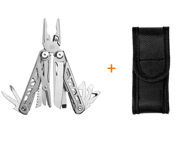 Мультитул GHK6 Hongfeng Wolf из нержавеющей стали 12 в 1 : включает нож , плоскогубцы, пилу, ножницы, открывашку, отвертку, линейку