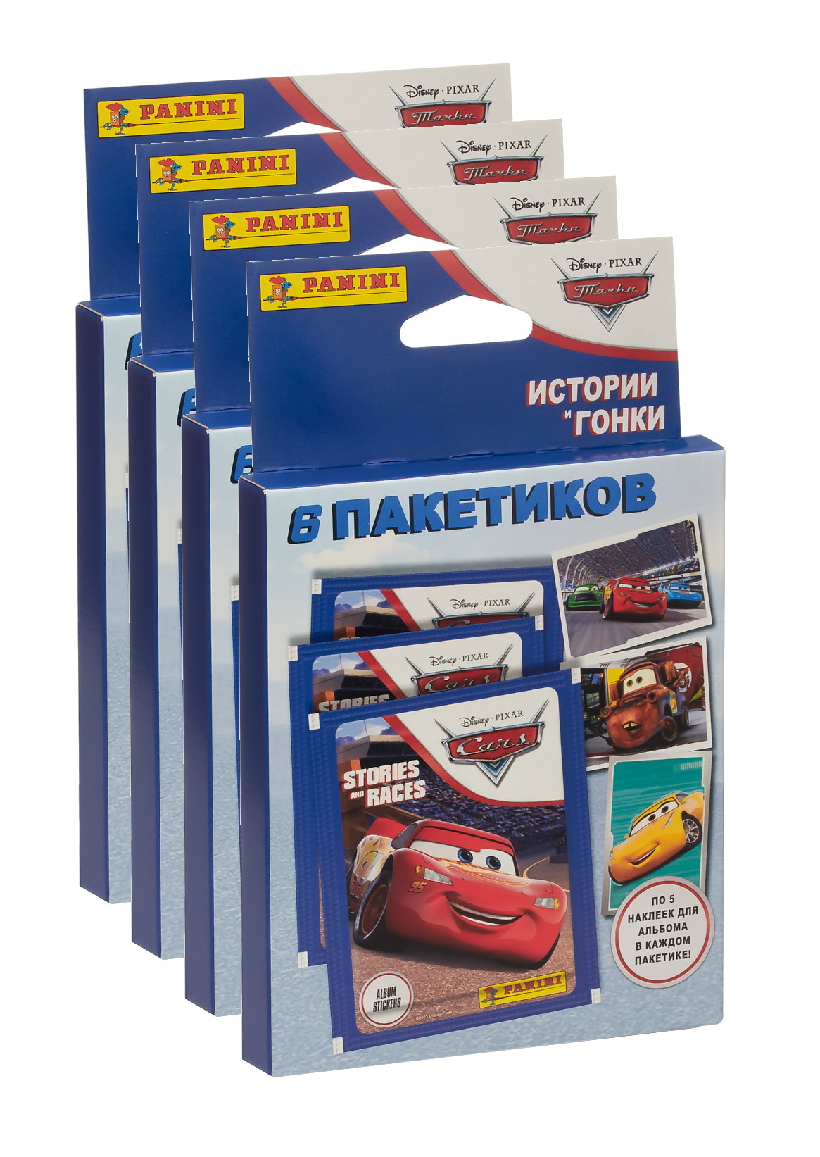 Panini / 4 блистера CARS ТАЧКИ. ИСТОРИИ И ГОНКИ / 120 наклеек