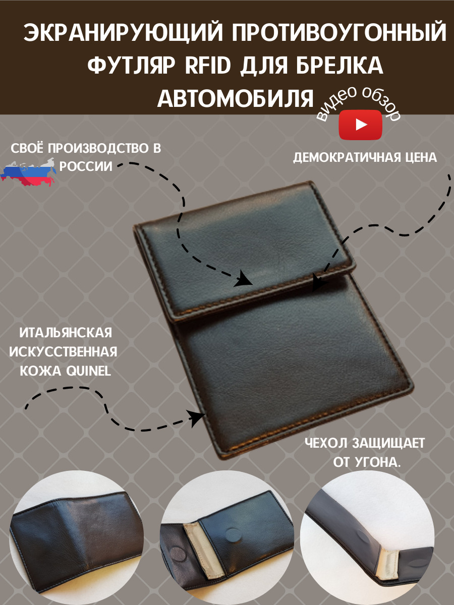 Экранирующий противоугонный футляр RFID для брелка автомобиля. Чехол-блокиратор сигнала штатного иммобилайзера. #Antivorkz