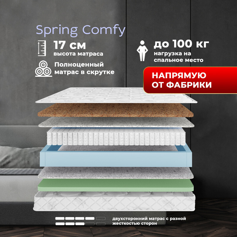 Dreamtec Матрас Spring Comfy, Независимые пружины, 145х200 см