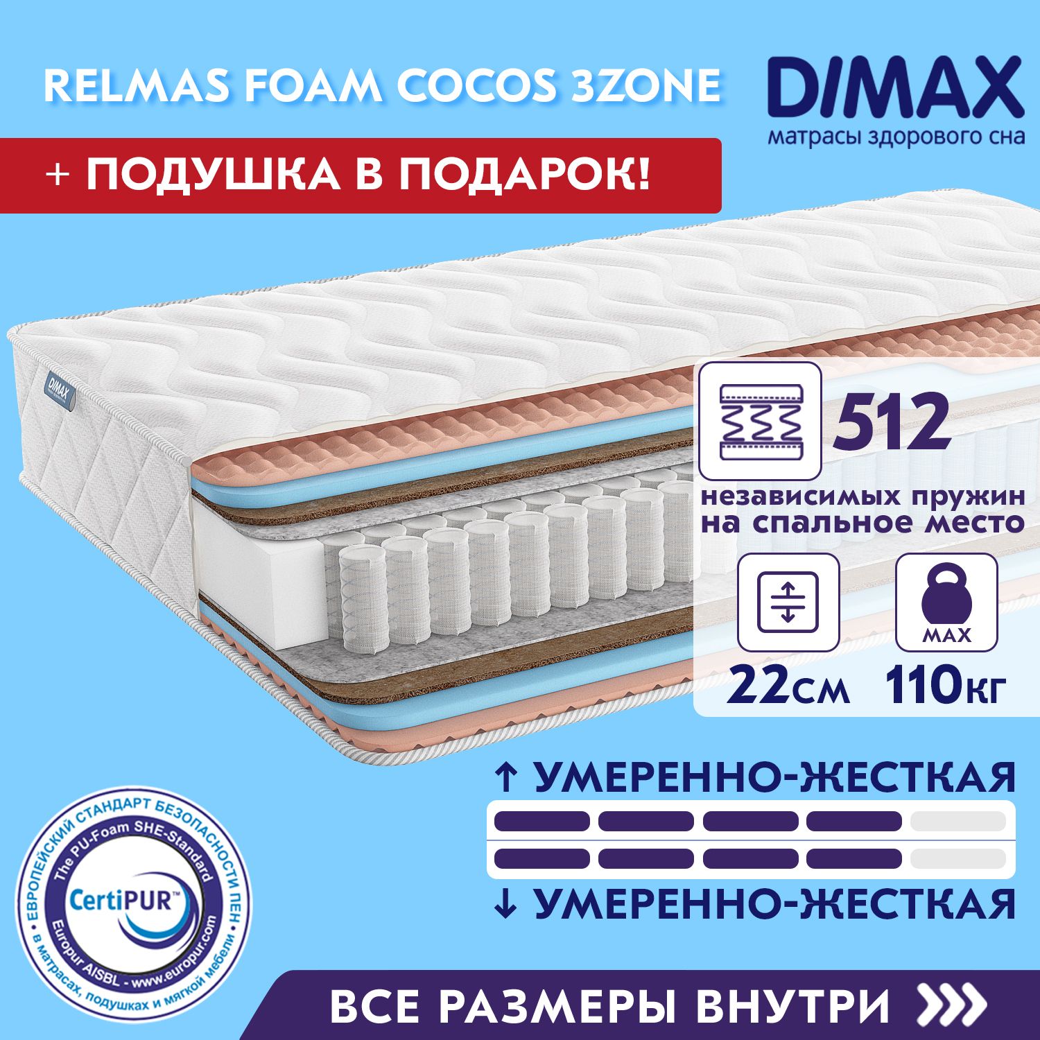 Матрас natural Cocos Slim