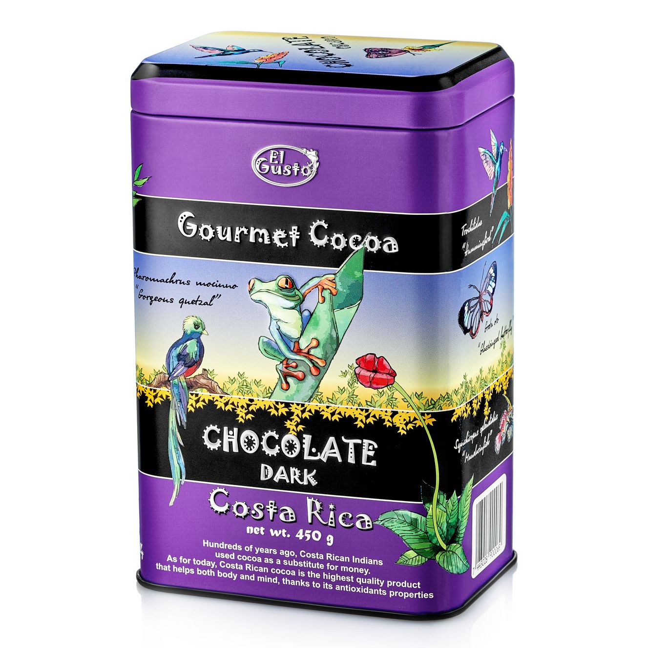 Какао / Горячий шоколад натуральный El Gusto Hot Chocolate Dark 450 грамм  алкализованный Costa Rica