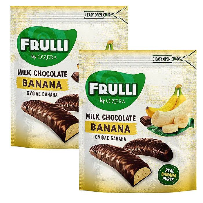 Frulli by ozera. Шоколадные конфеты Ozera суфле банан 125г. Конфеты банановое суфле в шоколаде.