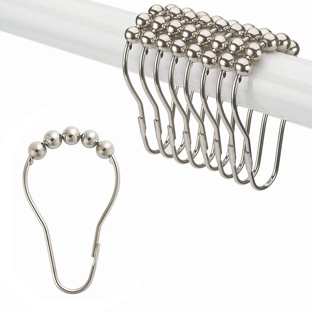 Кольца крючки для шторы в ванную комнату (12 штук) / Держатели для шторы/  Крючки-ролики для карниза.