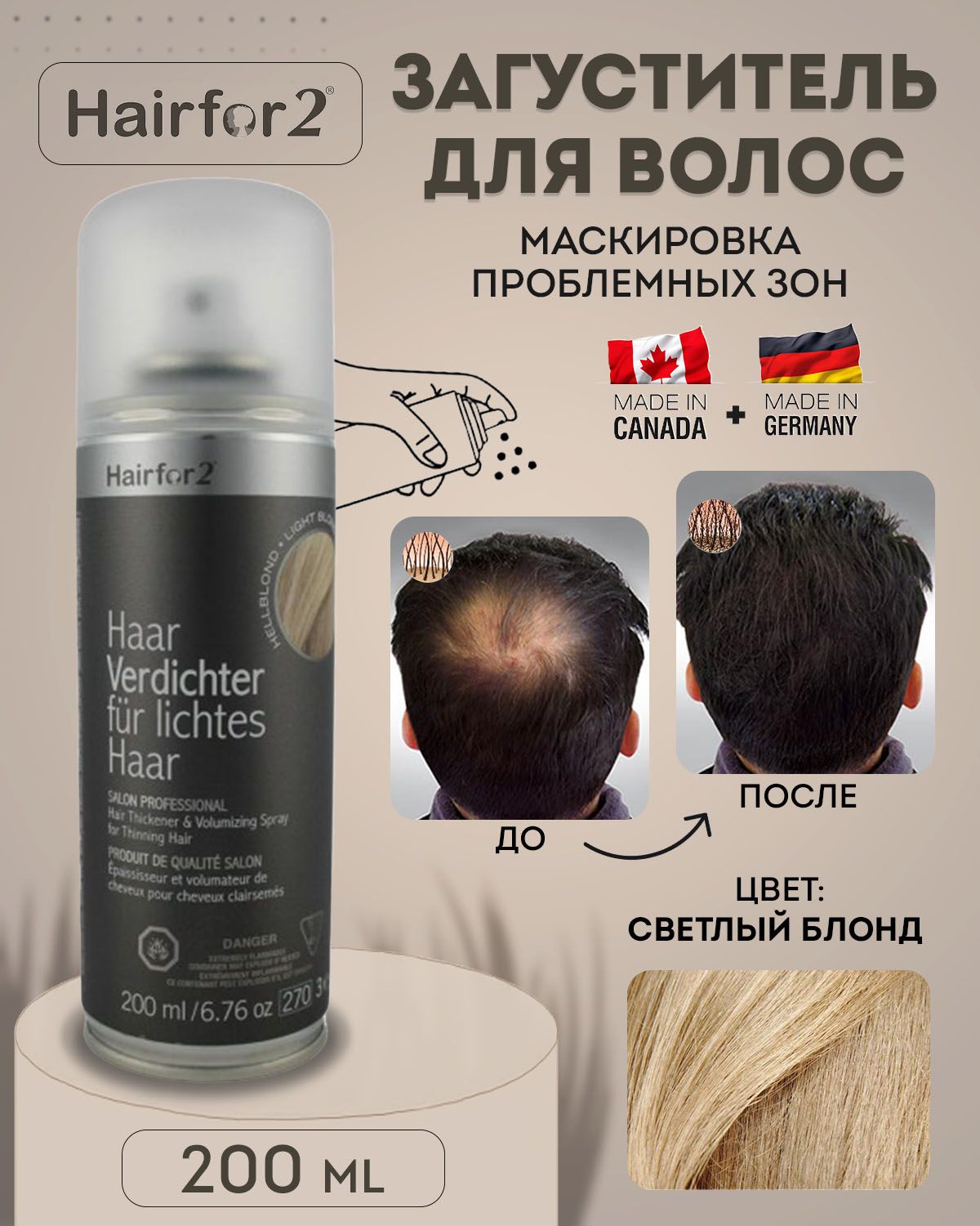 Hairfor2 Загуститель для волос, 200 мл