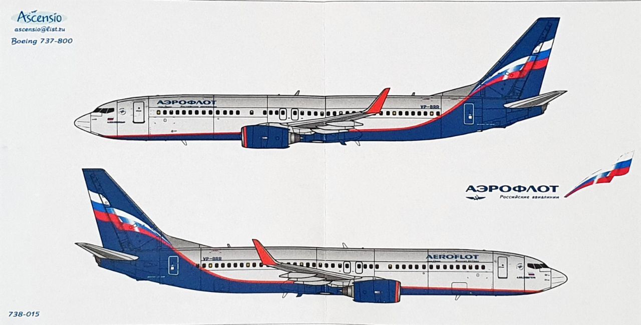 Декаль Boeing 737-800 Аэрофлот Российские Авиалинии - купить с доставкой по  выгодным ценам в интернет-магазине OZON (743875394)