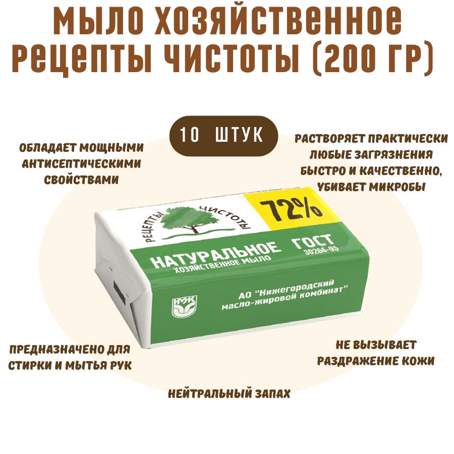 Хозяйственное мыло Рецепты чистоты – купить в интернет-магазине OZON по  низкой цене