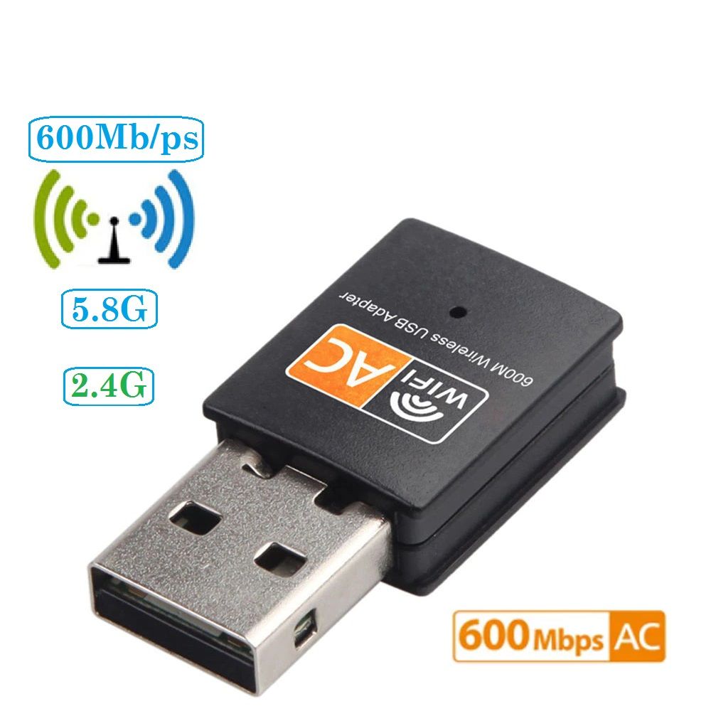 USB Wi-Fi адаптер 2,4 ГГц + 5 ГГц, 600 Мбит/с