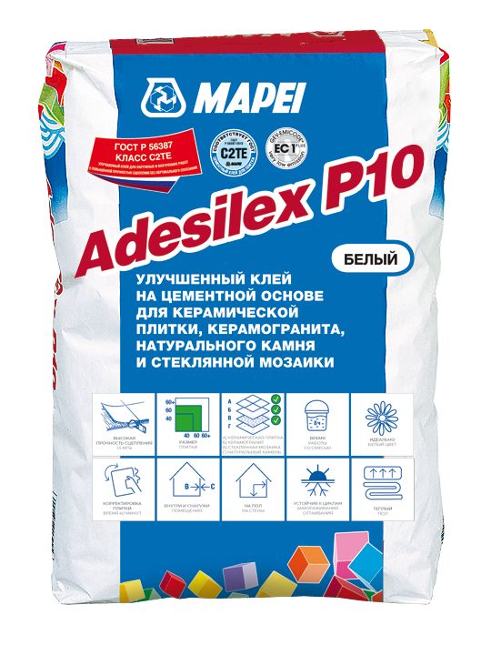 Mapei Adesilex P10/Мапей Адесилекс П10, 25 кг,Белый,клей для стеклянной,керамической и мраморной мозаики