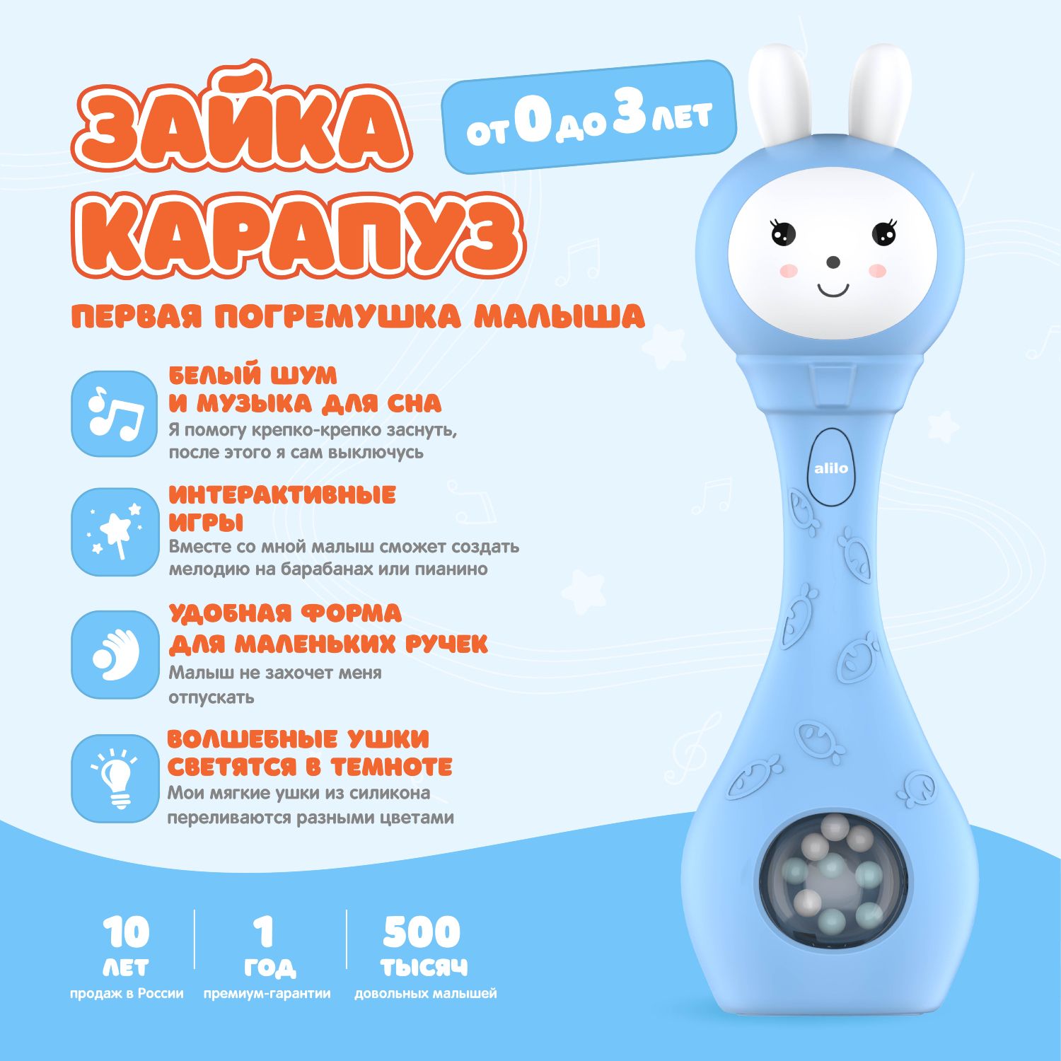 Музыкальная интерактивная игрушка Зайка-Карапуз alilo S1. Погремушка,  прорезыватель для мальчиков и девочек - купить с доставкой по выгодным  ценам в интернет-магазине OZON (846238567)