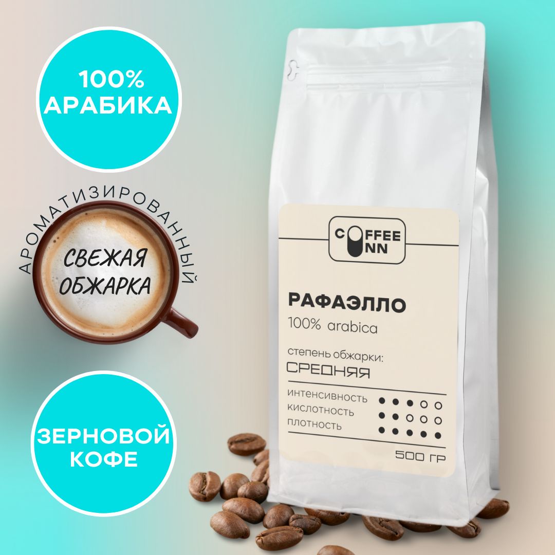 Кофе в зернах 500 гр РАФАЭЛЛО 100% арабика свежая обжарка СOFFEE INN Arabica/ароматизированный/бразилия