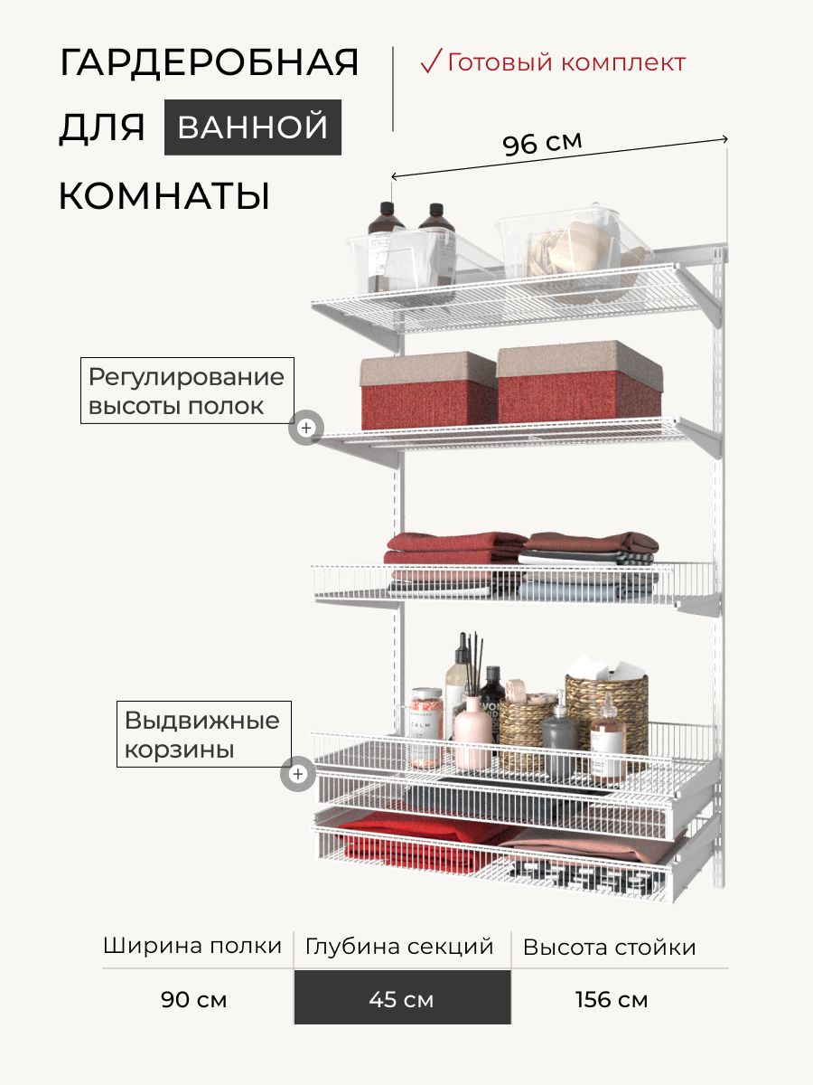 Высота полок в ванной