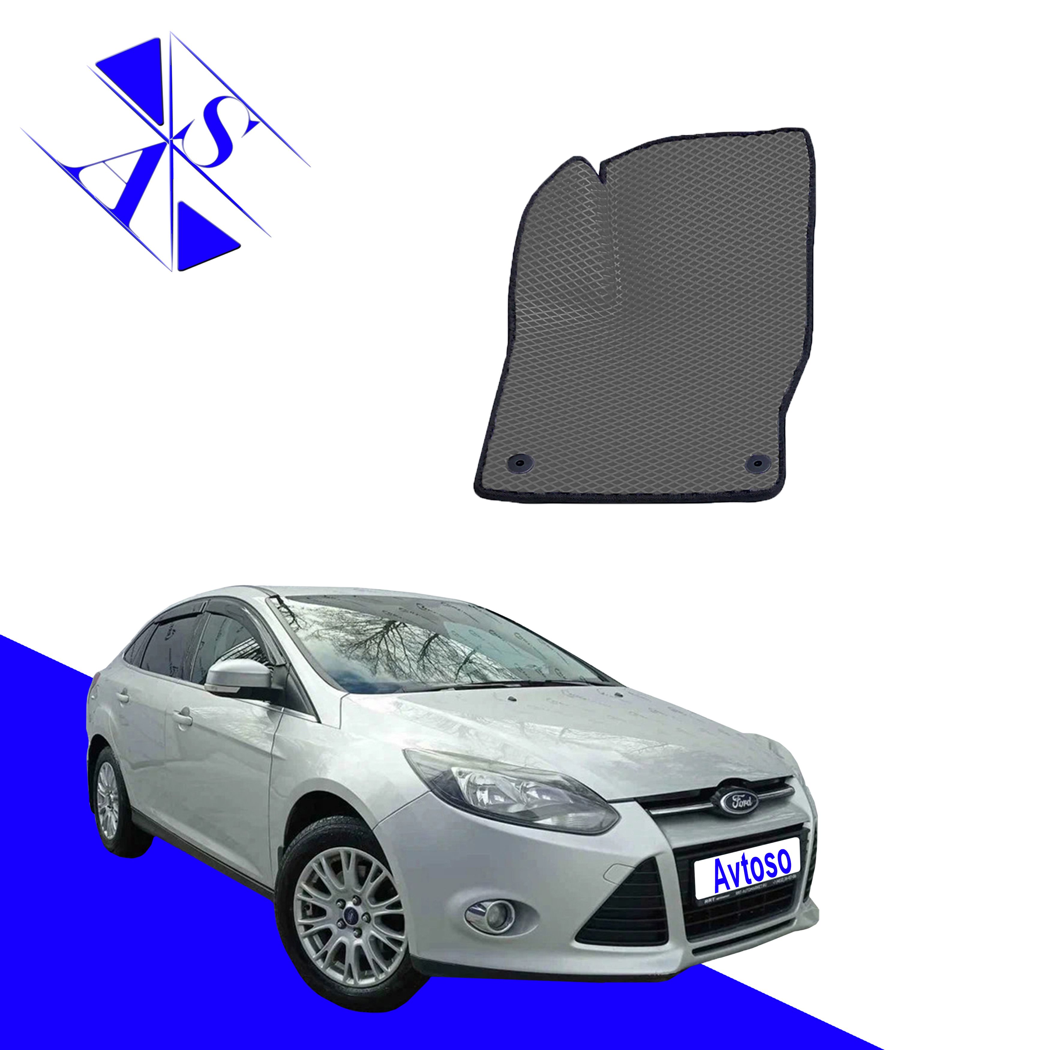 Коврики в салон автомобиля Avtoso Водительский коврик Ford Focus 3 (III) /  Форд Фокус 3 (III) 2011-2019, цвет серый, черный - купить по выгодной цене  в интернет-магазине OZON (861107073)