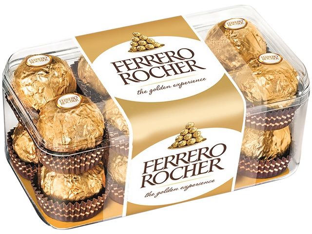 Конфеты сладкие FERRERO ROCHER Хрустящие из молочного шоколада, покрытые измельчёнными орешками с начинкой из крема 200г