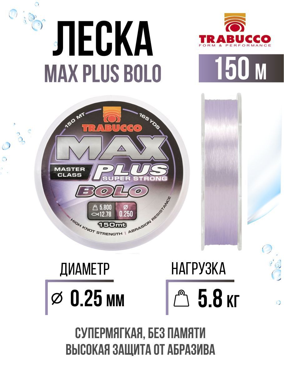 МонолескадлярыбалкиTrabuccoMaxPlusBolo150mClearViolet0.25mm5.80kg