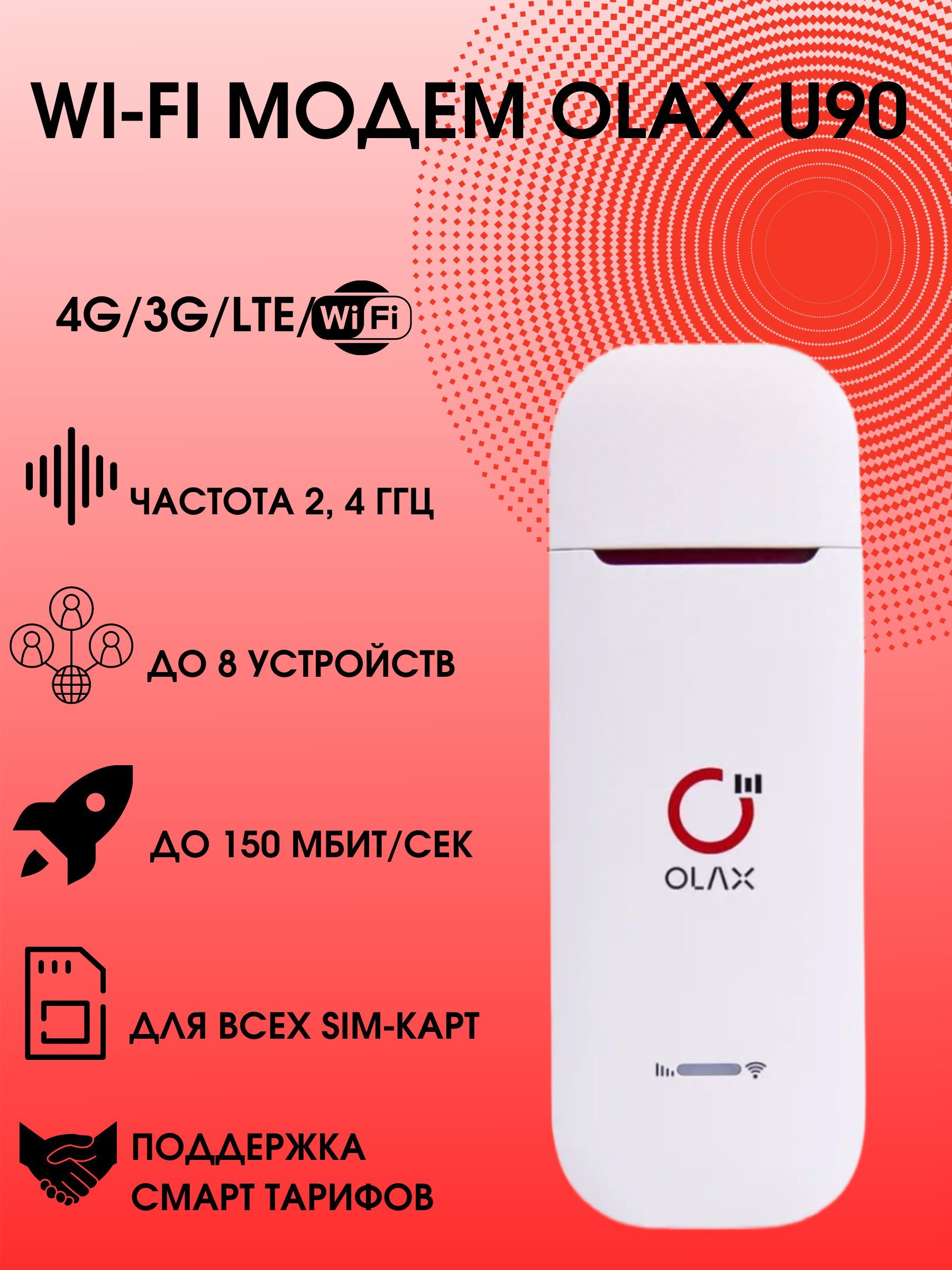 Беспроводной модем OLAX U90 - купить по низкой цене в интернет-магазине  OZON (883006794)