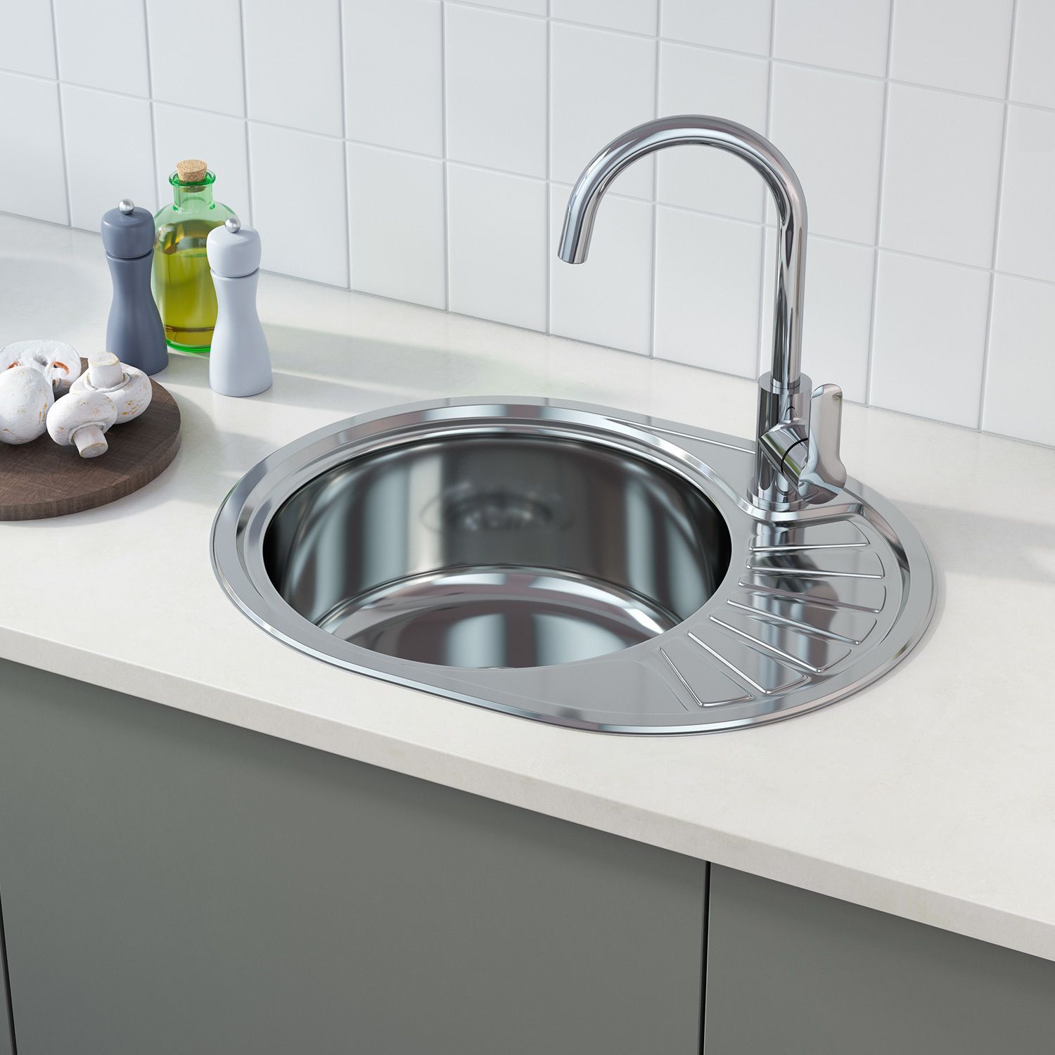 Фото товара на маркетплейсе ozon Мойка для кухни IDDIS, врезная, 60х47х18 см, нержавеющая сталь, крыло справа, глянцевая, Suno, SUN60PLi77