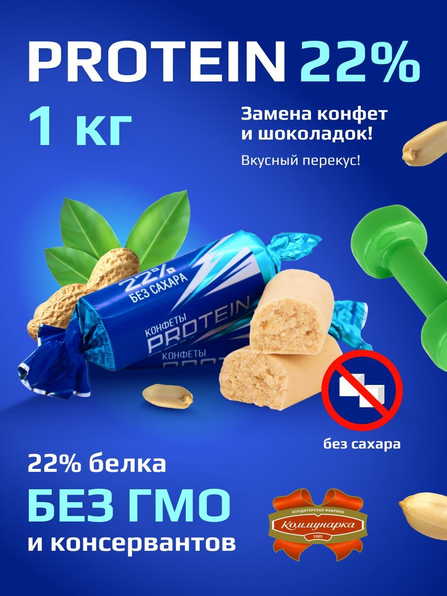 Конфеты протеиновые без сахара диетические PROTEIN 22%