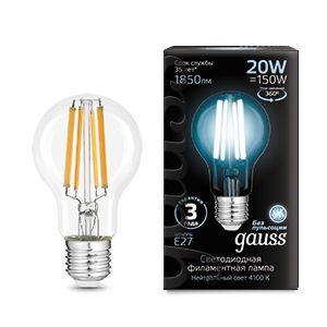 Gauss Лампа Filament А60 20W 1850lm 4100К Е27 LED