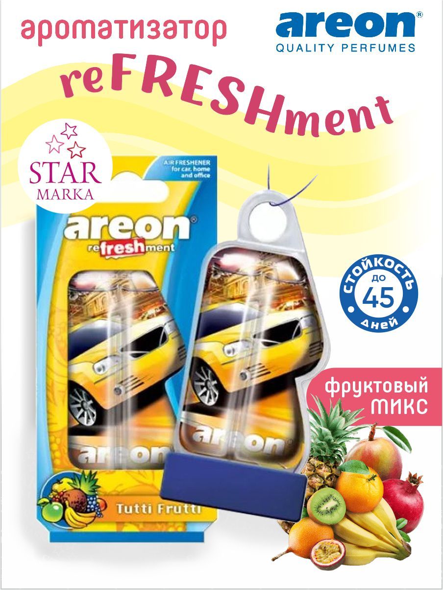 Areon REFRESHMENT LIQUIDАроматизатор автомобильный подвесной - купить с  доставкой по выгодным ценам в интернет-магазине OZON (526828719)