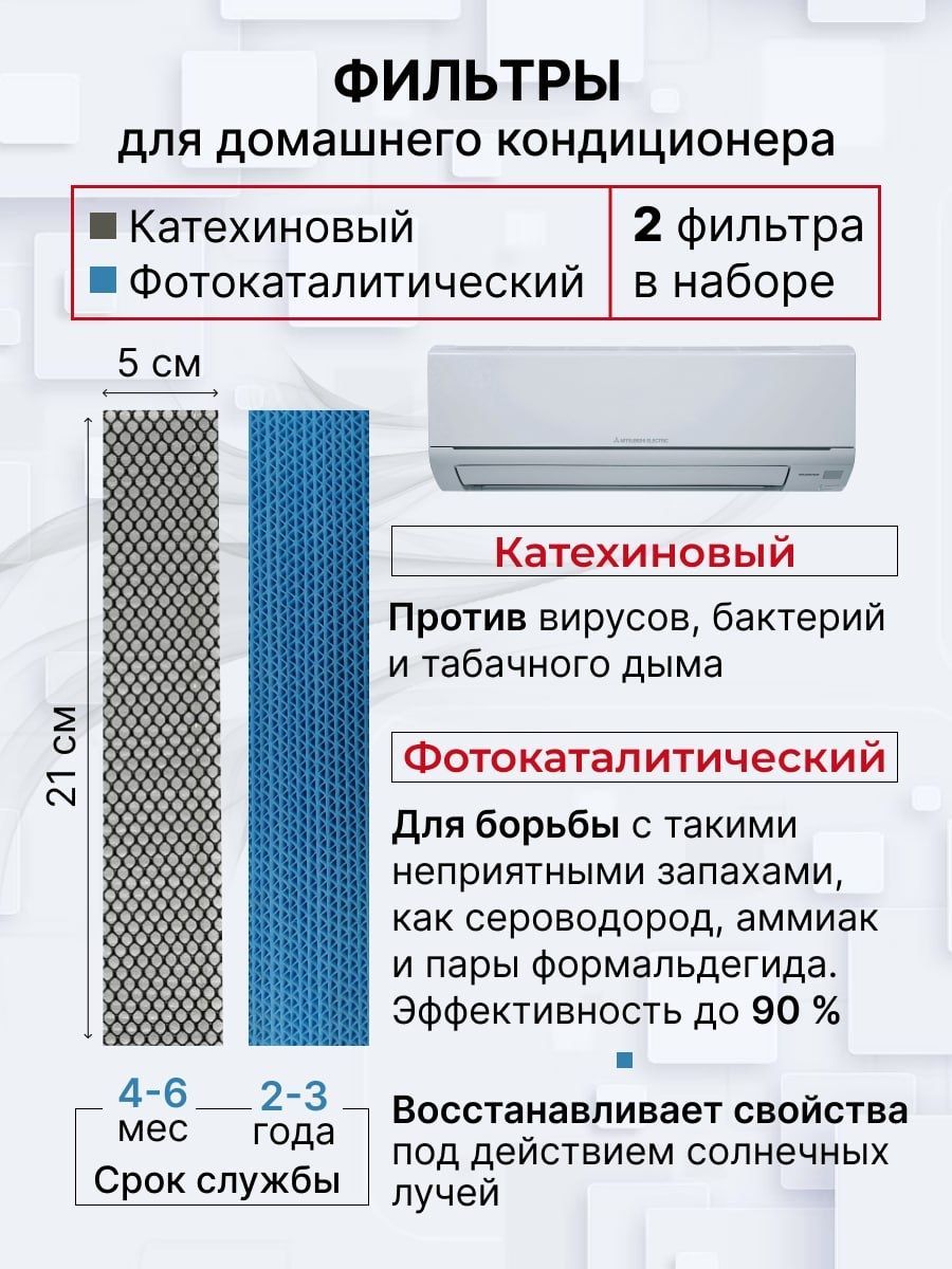 Фильтр для сплит системы фотокаталитический - купить с доставкой по  выгодным ценам в интернет-магазине OZON (911597406)