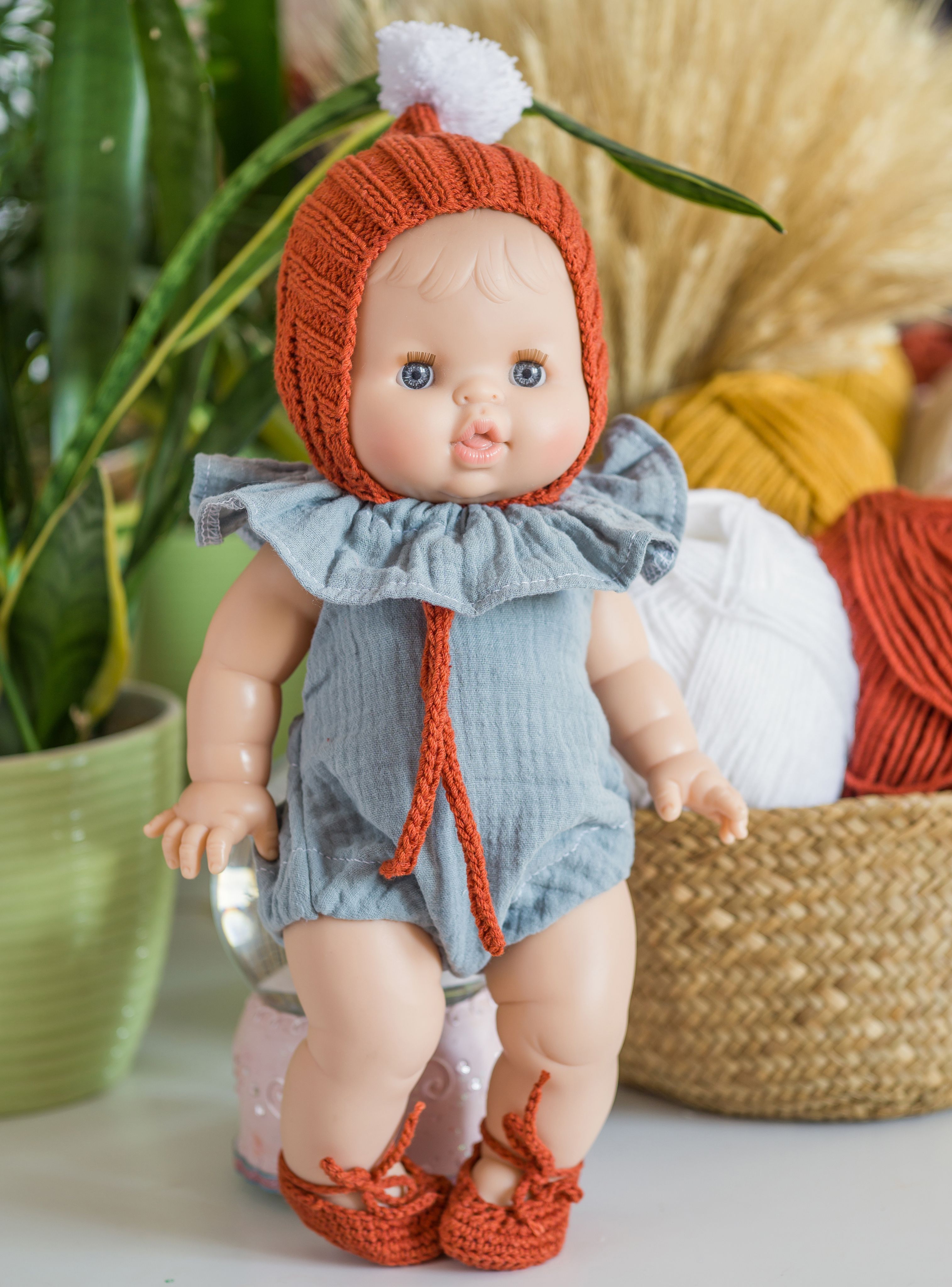 Одежда для куклы Беби Бон: вязаный жакет, шапочка и носочки
