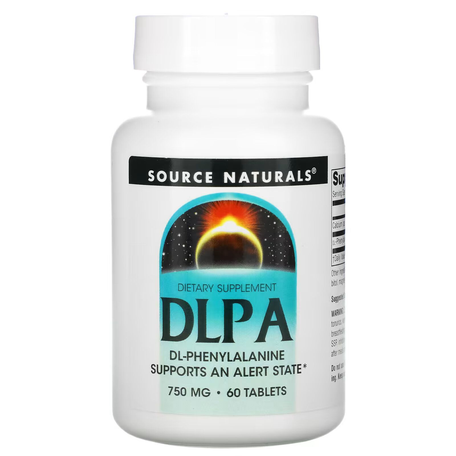 SourceNaturals,DLPA(DL-фенилаланин),750мг,60таблеток