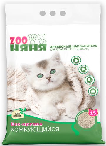 ZOO Няня Наполнитель Древесный Комкующийся Без отдушки 6000г.