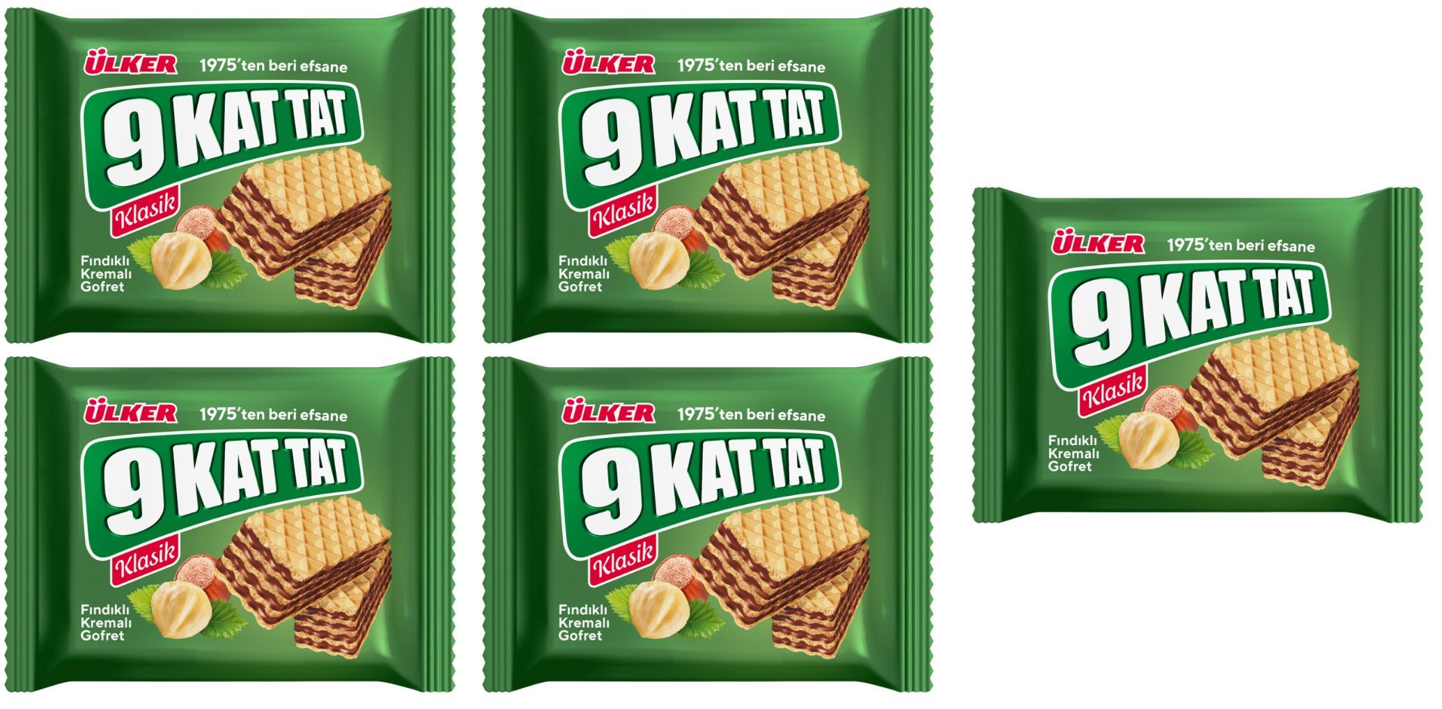 Вафли Ulker 9 Kat Tat с ореховой начинкой, 5 уп по 39 г