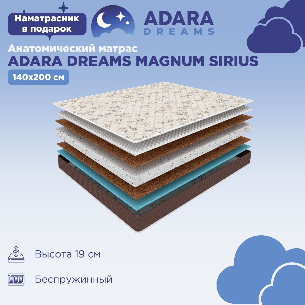 Матрас ADARA Dreams 25-387699, Беспружинный, 140 - купить по выгодной цене  в интернет-магазине OZON (974054229)